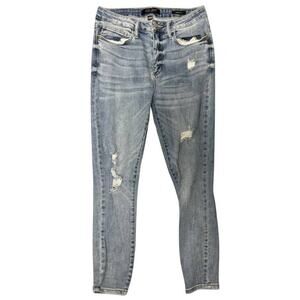 Judy Blue Medium Wash High Rise Distressed Skinny Straight Denim Jeans 11 30
